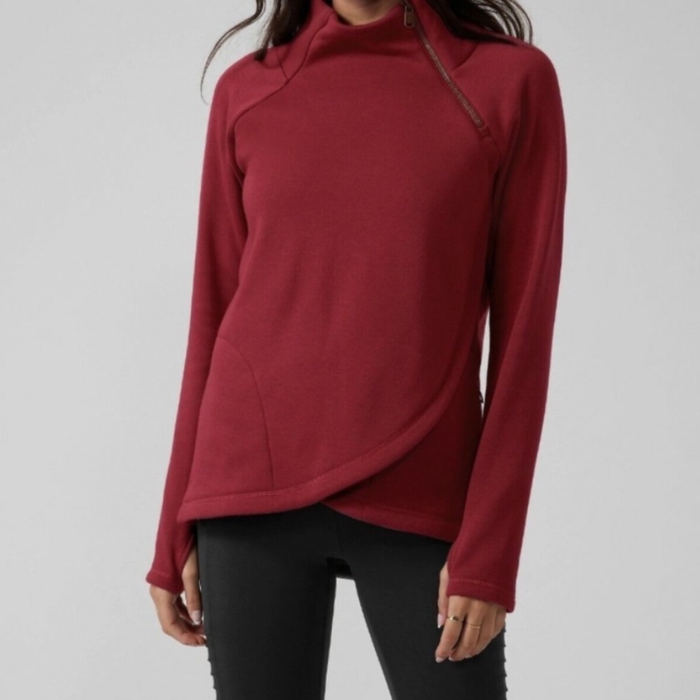 Athleta | Candy Red Cozy Karma Asym Pullover Size Medium